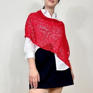 *Red Open Knit Shawl